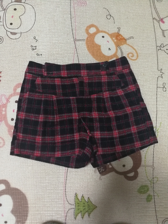 全新Mango毛呢格子短裤，专柜购入